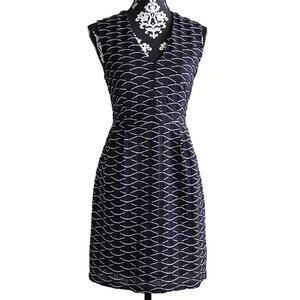 Women's Camoufleur Blue/White Textured Dress W/ Pockets - Sz Small